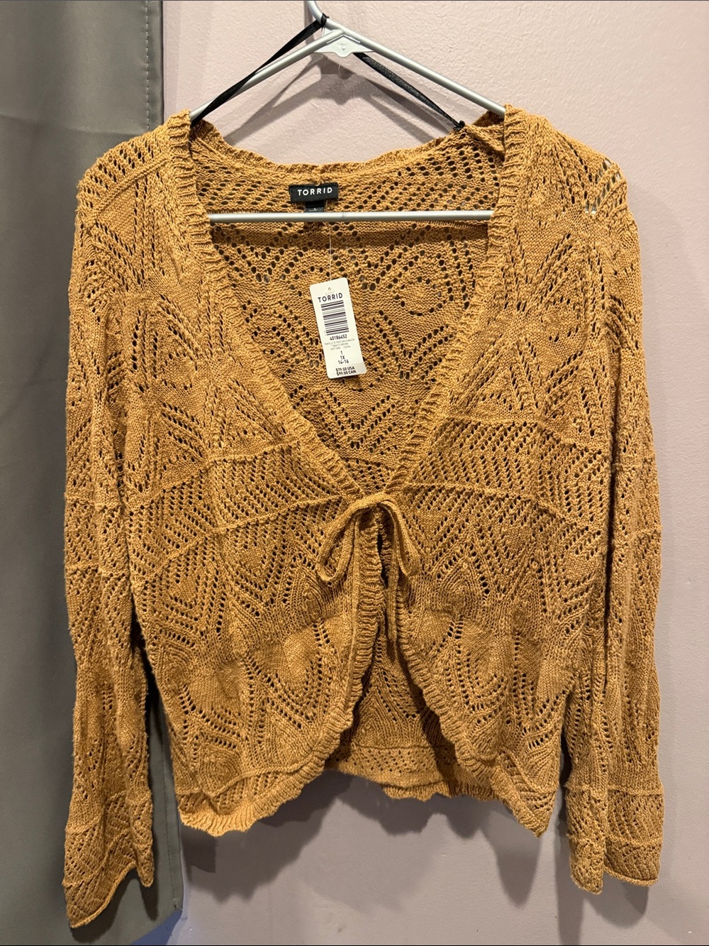 torrid Open-Weave V-Neck Tie-Front Sweater